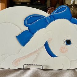 Hand Painted Wooden Folk Art Bunny Decor