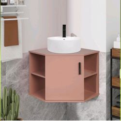 Modern Wall Mounted Bathroom Vanity Sink Corner Cabinet