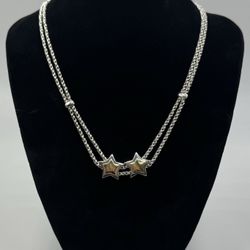 Tiffany & Co. Sterling Silver 18k Yellow Gold Double Star Rope Chain Necklace 