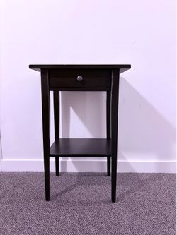 Dark brown nightstand end table bookshelf- Wood