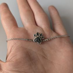 Stirling Silver Dog Paw Bracelet And Earings