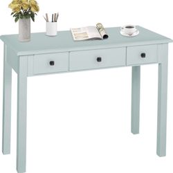 Small Writing Desk with Drawers Study Table for Adults/Student, Vanity Makeup Dressing Table Green