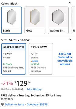 35” x 31” hexagon Hanging wall mirror 