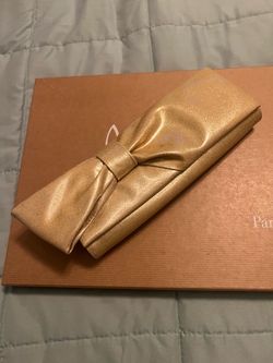 Christian Louboutin Gold Metallic Bow Clutch Evening Bag