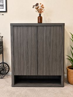 Dark Gray Wood Storage Cabinet with Doors
