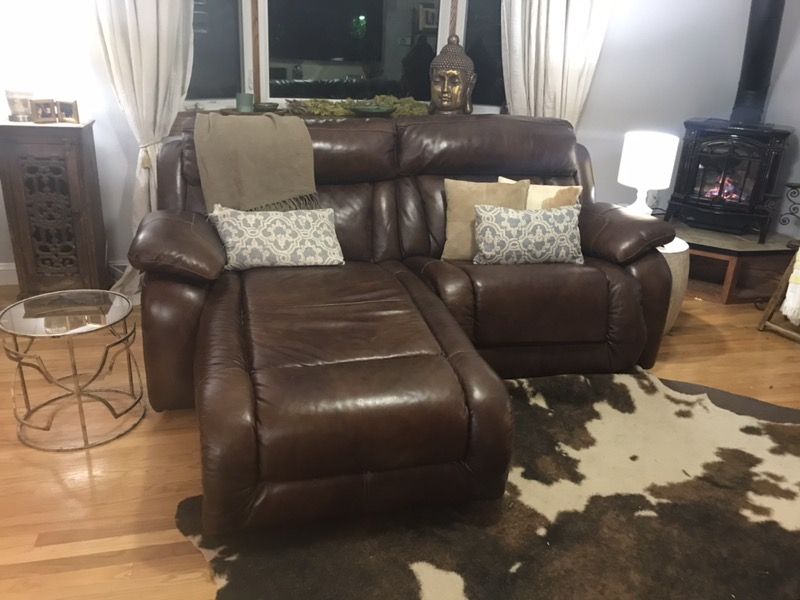 Leather electric recliner sectional sofa couch