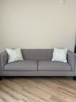 Light gray modern mid-century couch