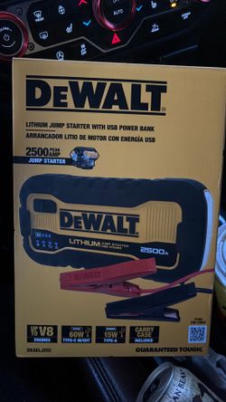 Dewalt lithium 2500 peak amp jump starter w usb power bank