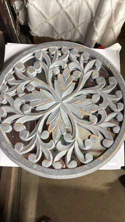 Round Carved Wood Medallion Wall Decor