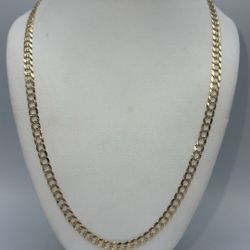 14kt Yellow Gold Diamond Cut Curb Link Chain