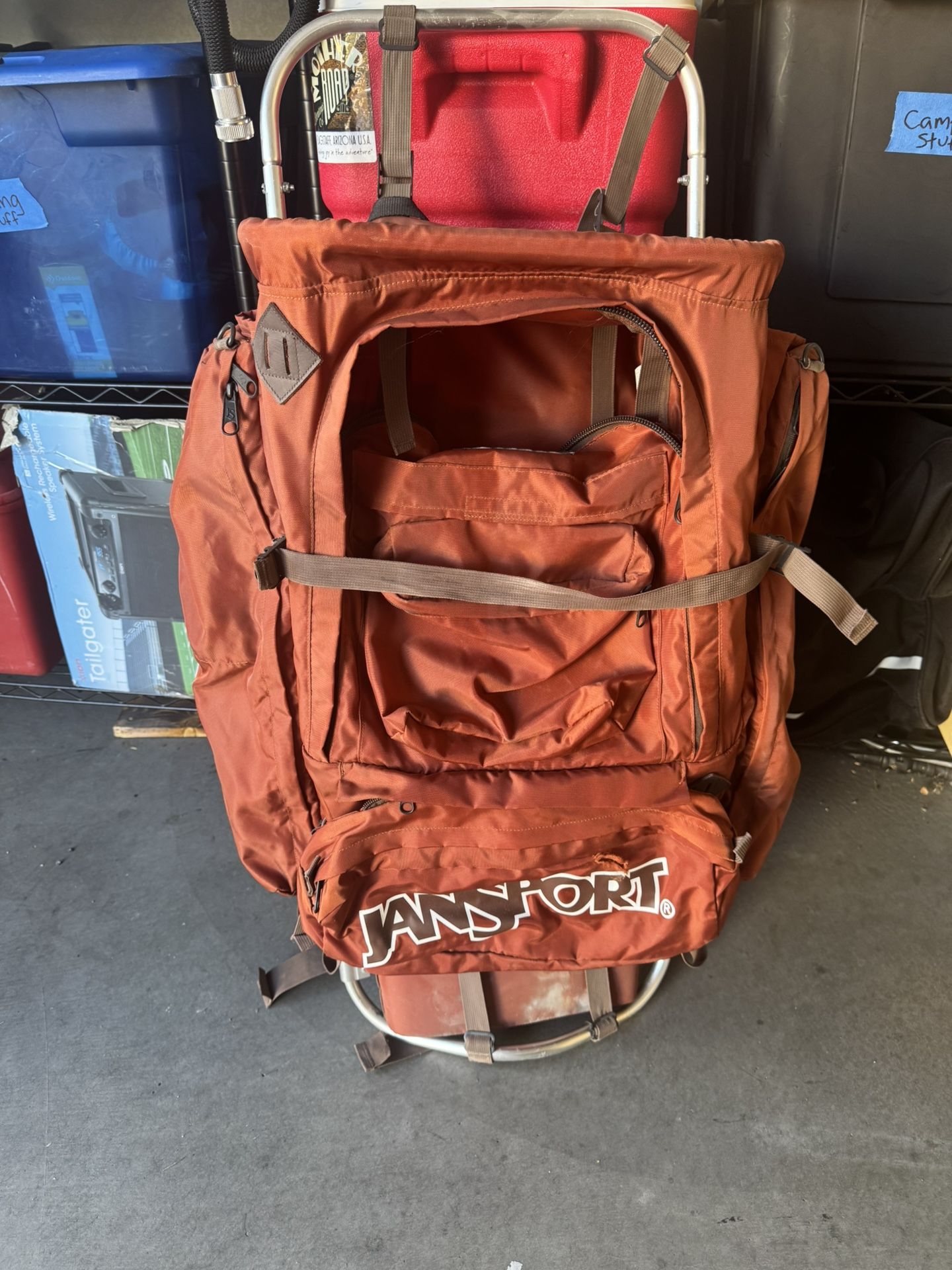 Vintage Jansport Orange Hiking Backpack External Frame