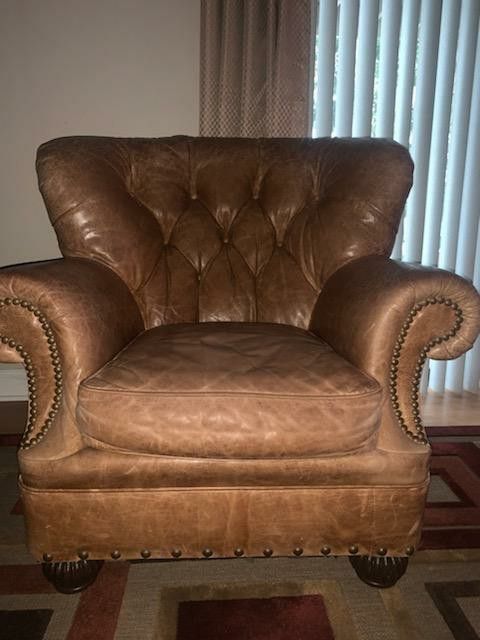  Oversized  Lillian August  Tufted Leather Chair