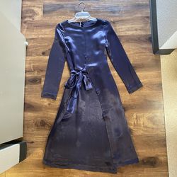 Brand New Woman’s COS brand Navy Blue Satin Wrap Dress Up For Sale