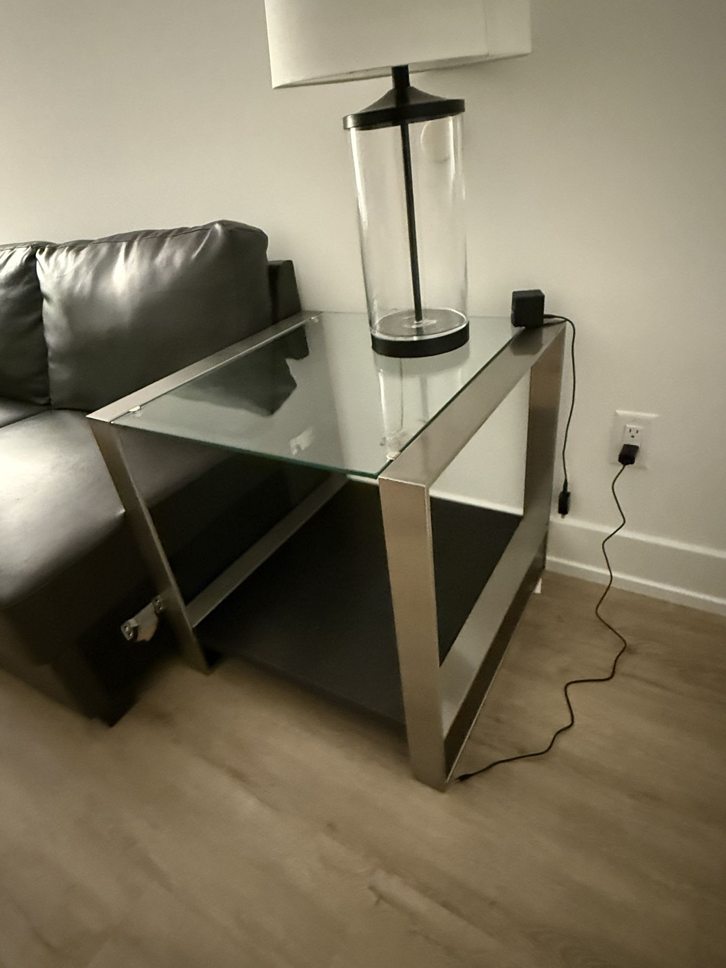 Glass And Chrome End Table