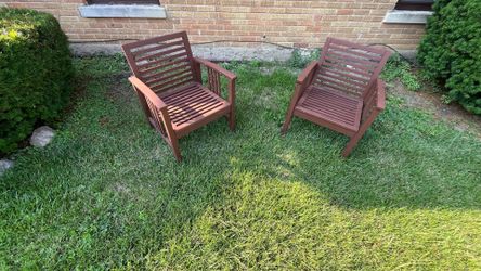 Two patio statement chairs