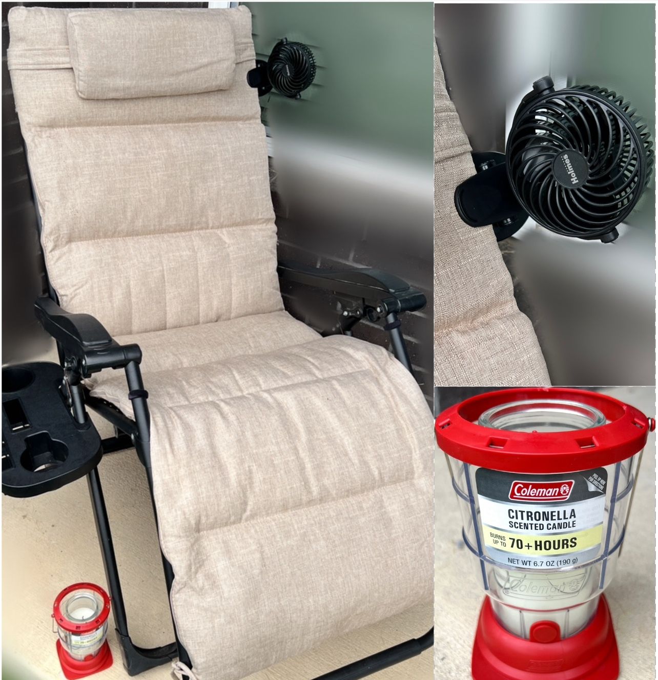 Outdoor Oversized Zero Gravity Recliner Bundle with Extras (Never Used)