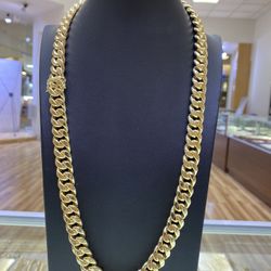 10k Cuban Link Gold Chain 13mm 26 Inches 