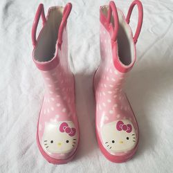 Kid Girls Hello Kitty Printed Waterproof Rain Boot. Size 27/10