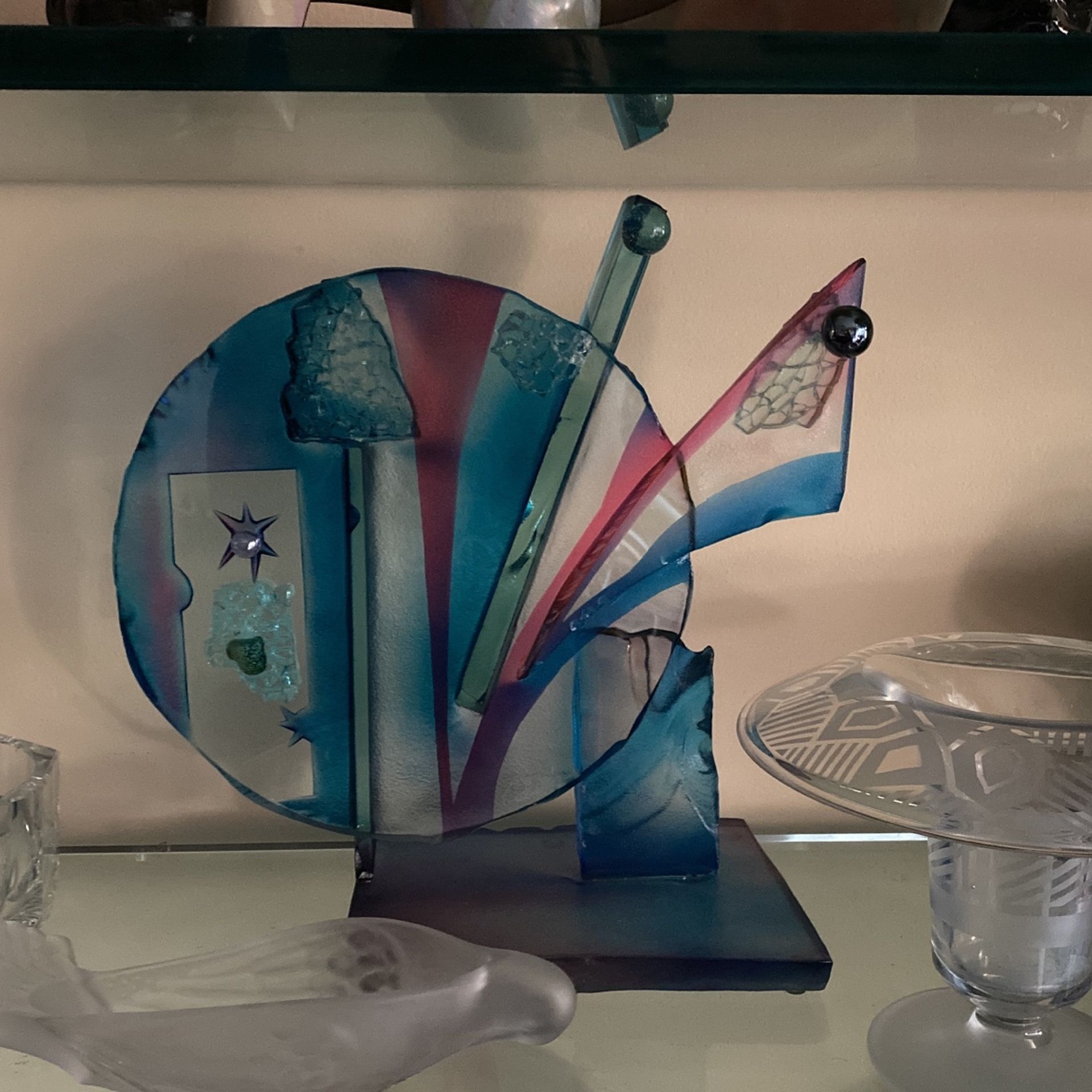 Designer Glass Sculpture And Various Glass