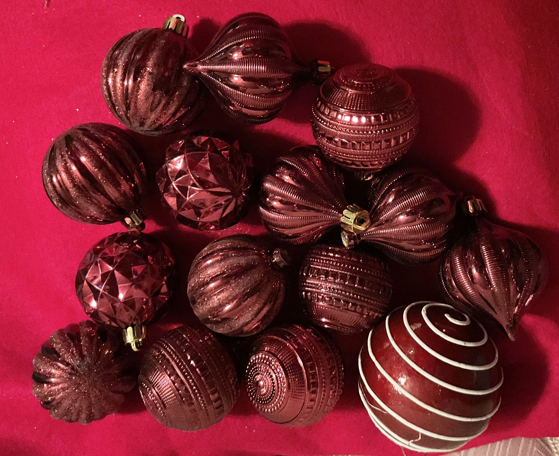 15 Plastic Burgundy Color Christmas Balls