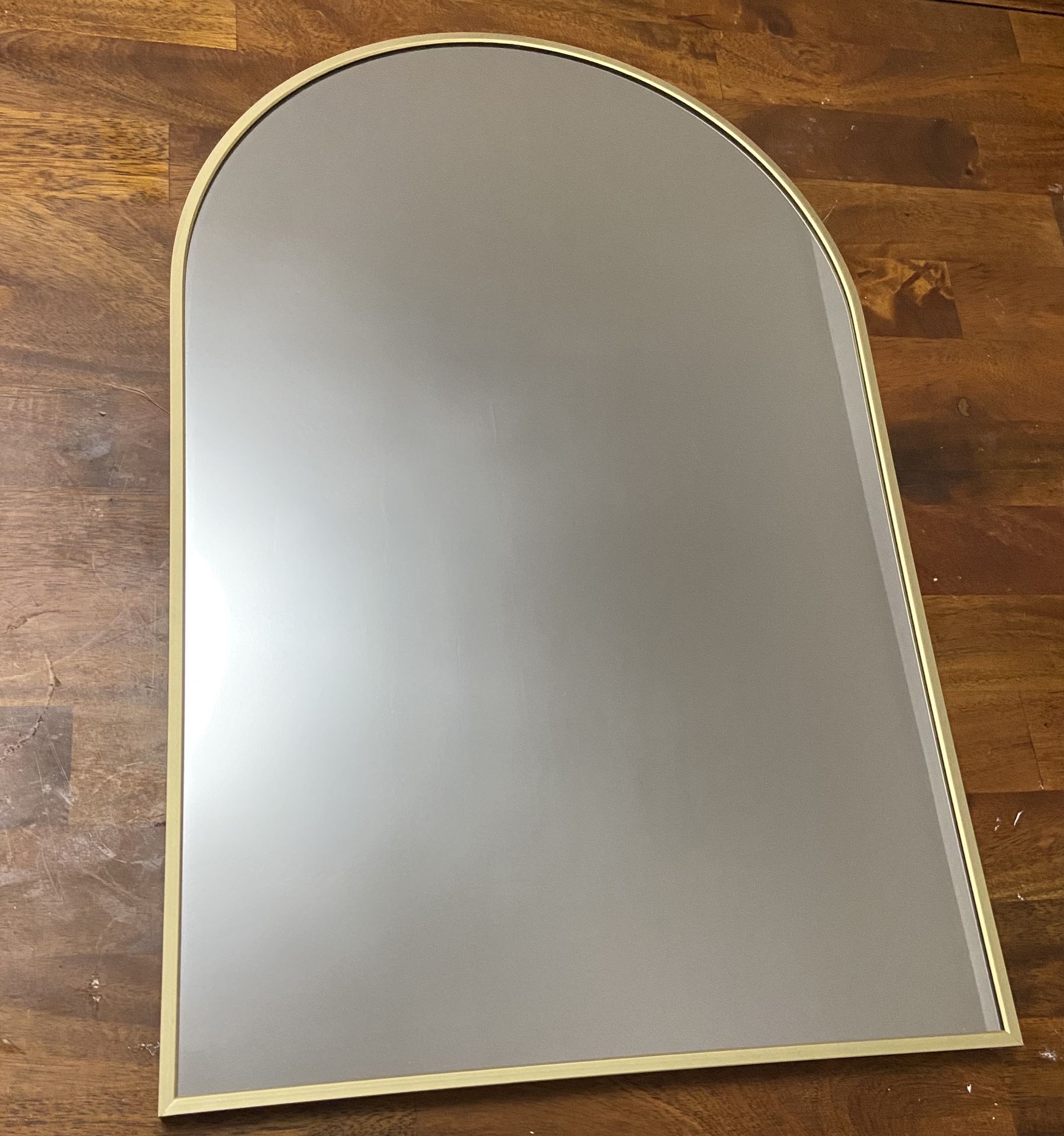 Metal Arched Mirror with Gold Accent