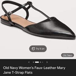 Old Navy Women's Faux-Leather Mary Jane T-Strap Flats