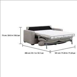 Rosie Fabric Sleeper Sofa with Memory Foam Mattress