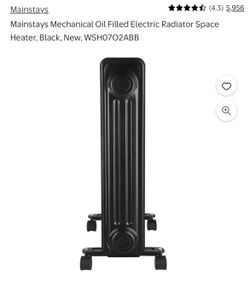 Mechanical Oil Filled Electric Radiator Space Heater, Black, New,
