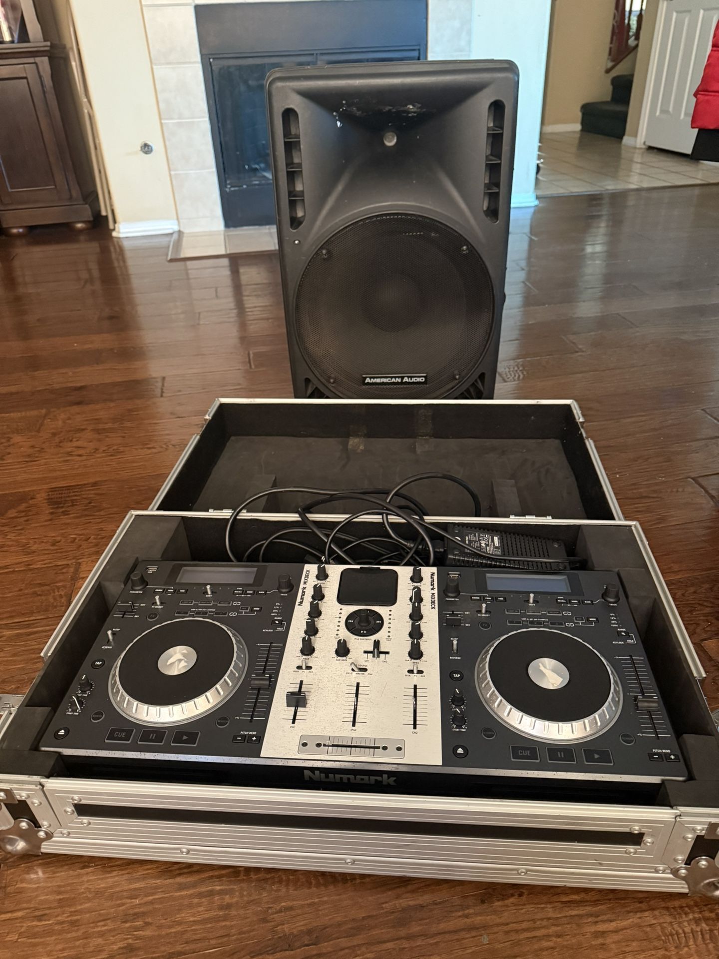 Numark Mixdeck and a 15” American Audio