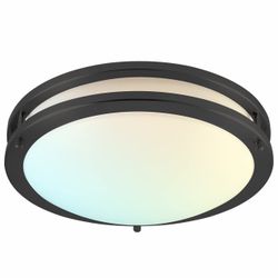 Brand  New LUXRITE 12 Inch LED Flush Mount Ceiling Light, 14W 1120LM, Matte Black