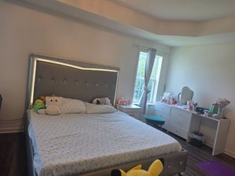 King Size LED Bed + Matching Vanity Dresser Set - Moving Sale!