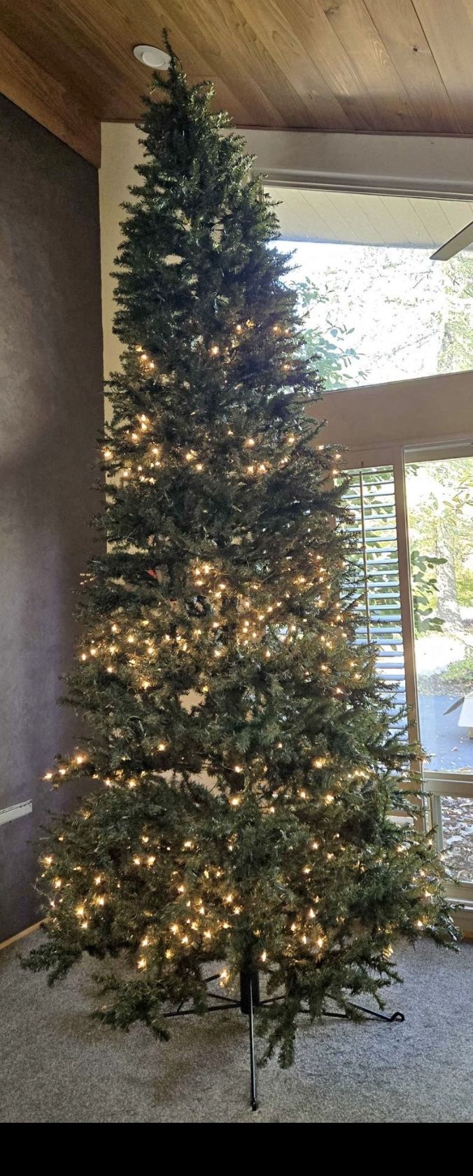 12’ Christmas Tree - Not All Lights Work, 55” diameter at bottom  - Price Is Firm