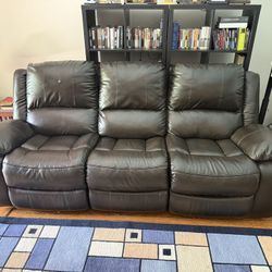 Brown Faux Leather Couch/Sofa