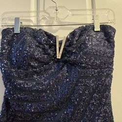 Navy Blue Long Sequin Gown Sz M (6-8)