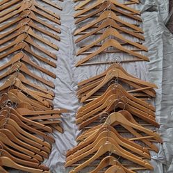 130 Wood Coat Hangers 