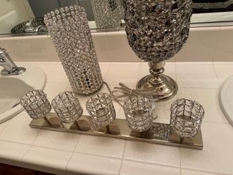 Crystal Rhinestone Candle Holder Set