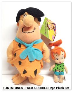 FLINTSTONES - FRED & PEBBLES 2pc Plush Set