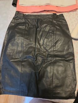 Womens leather black skirt