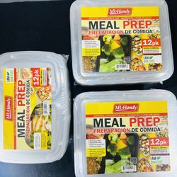 Mr. Handy stackable plastic meal prep containers with lids. 