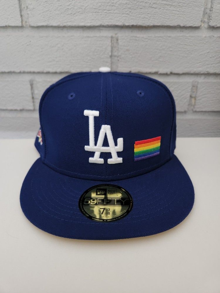 New Era Los Angeles Dodgers Pride Flag Patch 59FIFTY FITTED Hat Size 7 3/8