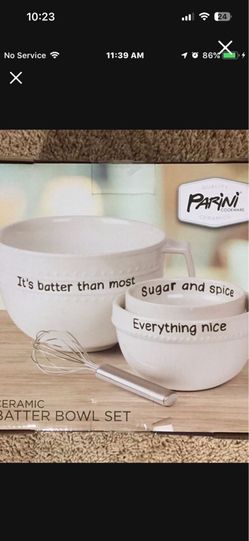 Ceramic Batter Bowl Set 4 pcs set 1 large bowl with handle