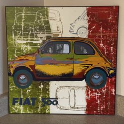 Fiat 500 Pop Art Print Mounted Laminated <> 18" x 18"