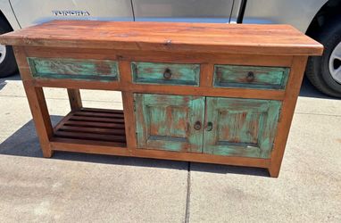 Solid rustic wood vintage tv stand/buffet table from the 60s. Can deliver within 30 miles
