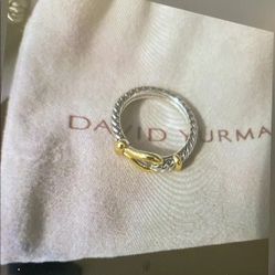 David Yurman Silver and Gold Women's Ring size:8