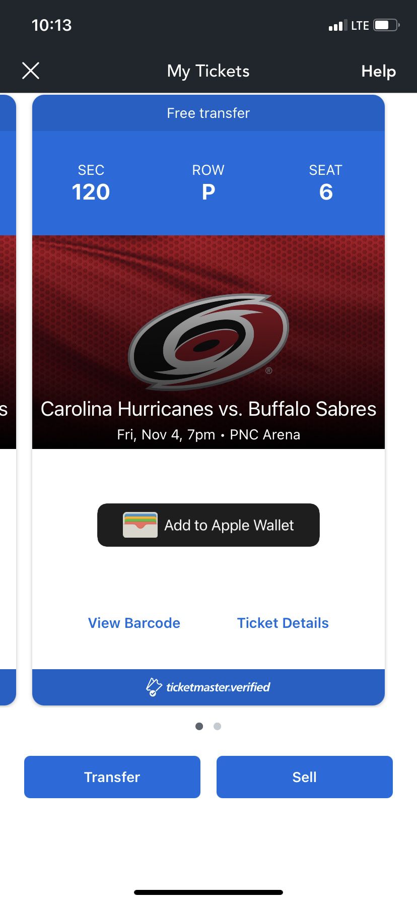 2 Hurricanes Tickets 11/4 In Raleigh