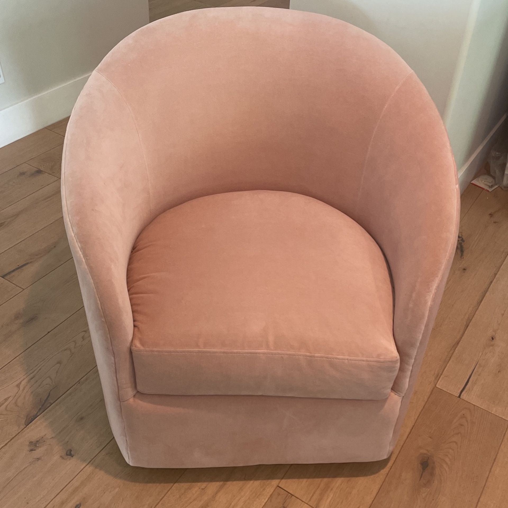 William Sonoma Swivel Chair, Pink/camel Velvet