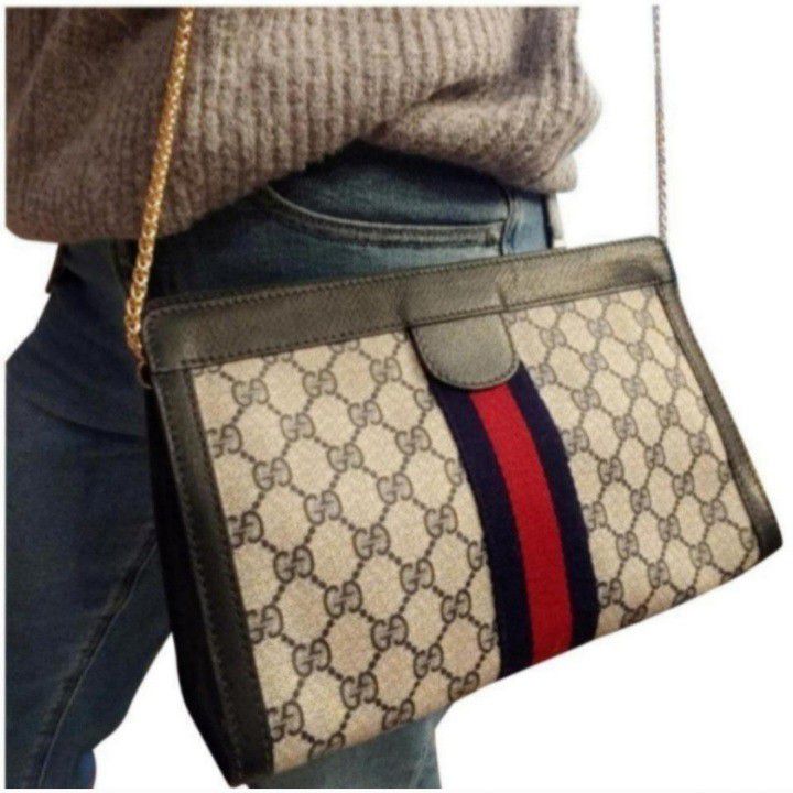 Authentic Vintage Gucci GG Monogram Supreme Sherry Web Ophidia Clutch Crossbody Bag