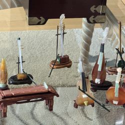 10 Chinese Instrument Miniatures On Stands