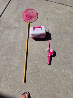 Barbie Fishing Pole, Tackle Box and Net