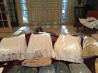 Cloths. All sizes: toddler to adult size 14 .I have boxes & boxes of cloths, dresses, tops ...Shoes, coats, jackets.... for sale.